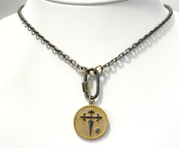 Necklace - Gray Sterling Chain w/Medalion