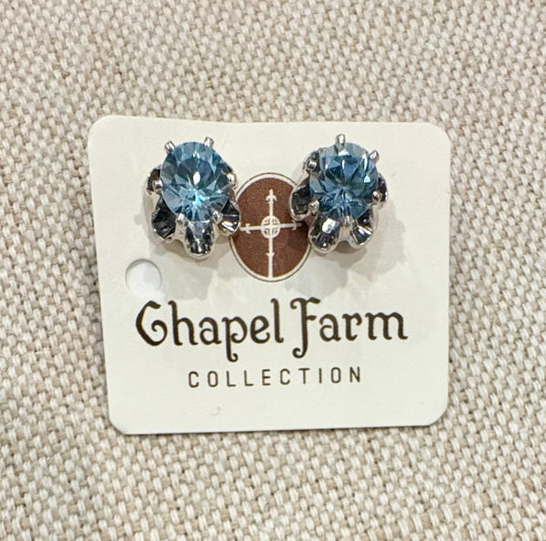 EState Collection- Vintage Earrings in Silver and Blue Stone
