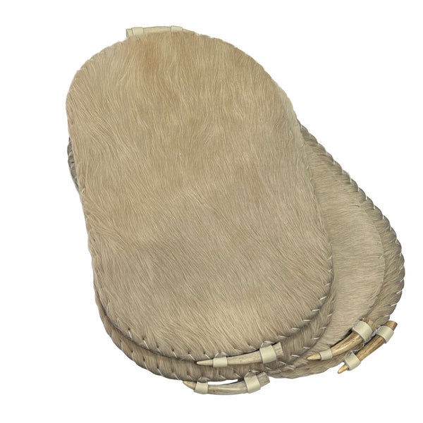 Placemats - Handmade Hide/Leather Placemats w/Antler Details - Set of 4