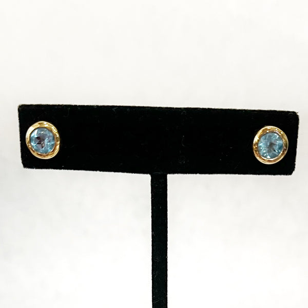 Dina Mackney - Swiss Blue Topaz Stud Earrings Set in Gold