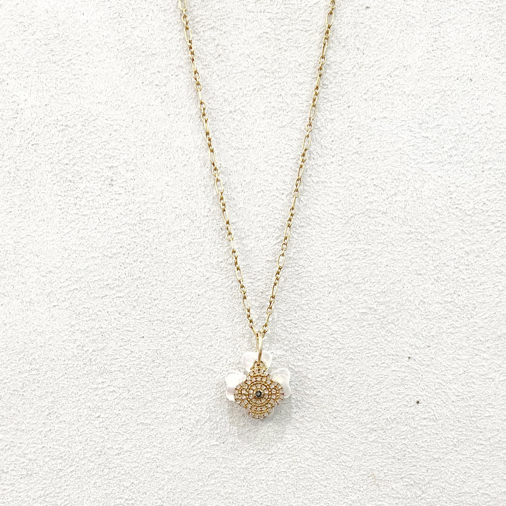 Necklace - Diamond, Sapphire & Mother Of Pearl Clover