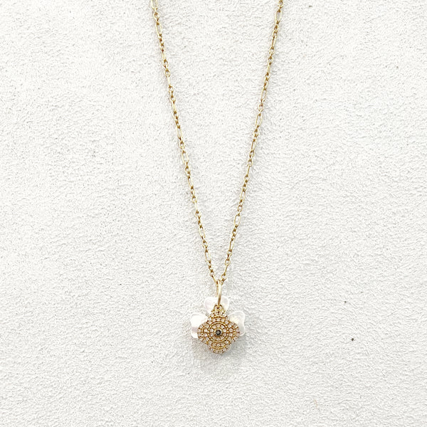 Necklace - Diamond, Sapphire & Mother Of Pearl Clover