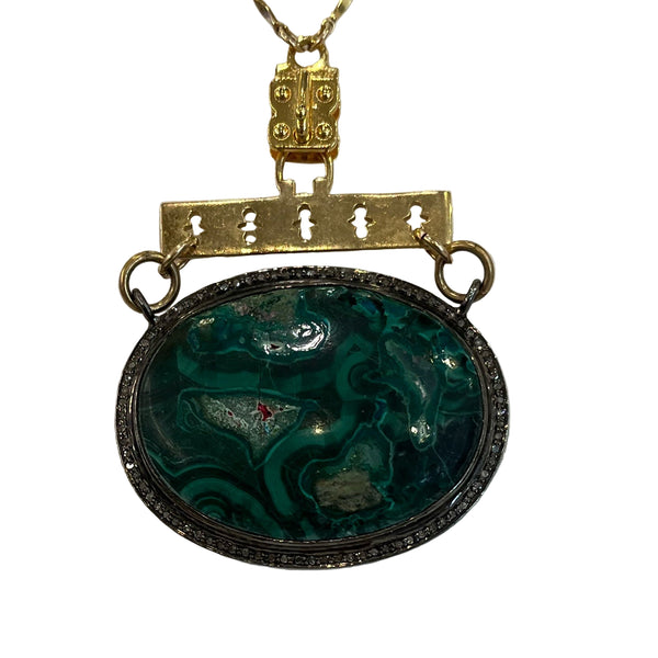 Vignette - Malachite & Diamond Oval w/Bar