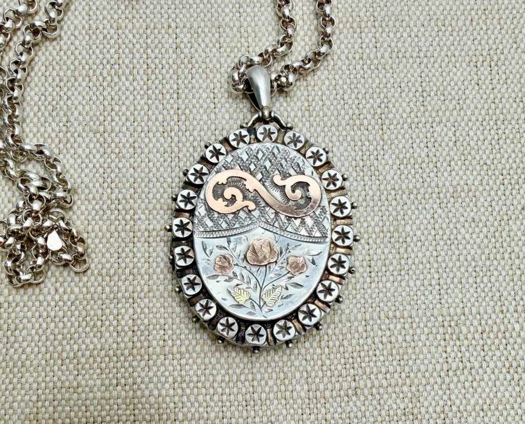 Estate Collection - Necklace - Sterling Victorian Locket and Chain