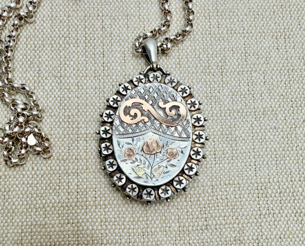 Estate Collection - Necklace - Sterling Victorian Locket and Chain