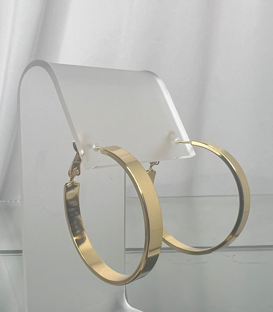 Earrings - Flat Hoops in Gold or Silver 2 Sizes