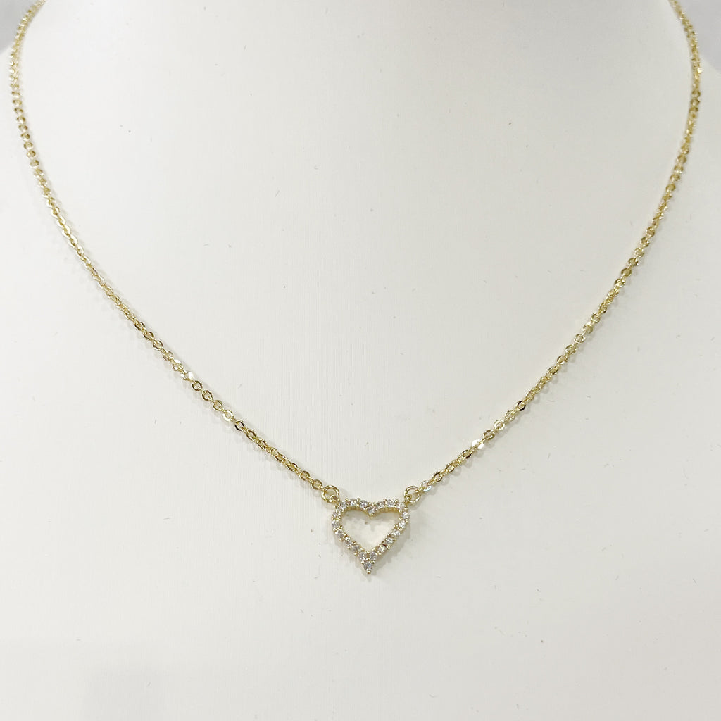 Necklace - Small Pave Gold Heart Necklace