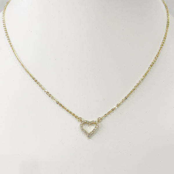 Necklace - Small Pave Gold Heart Necklace