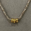 Necklace - Gray Moonstone W/Three Gold Filled Rings