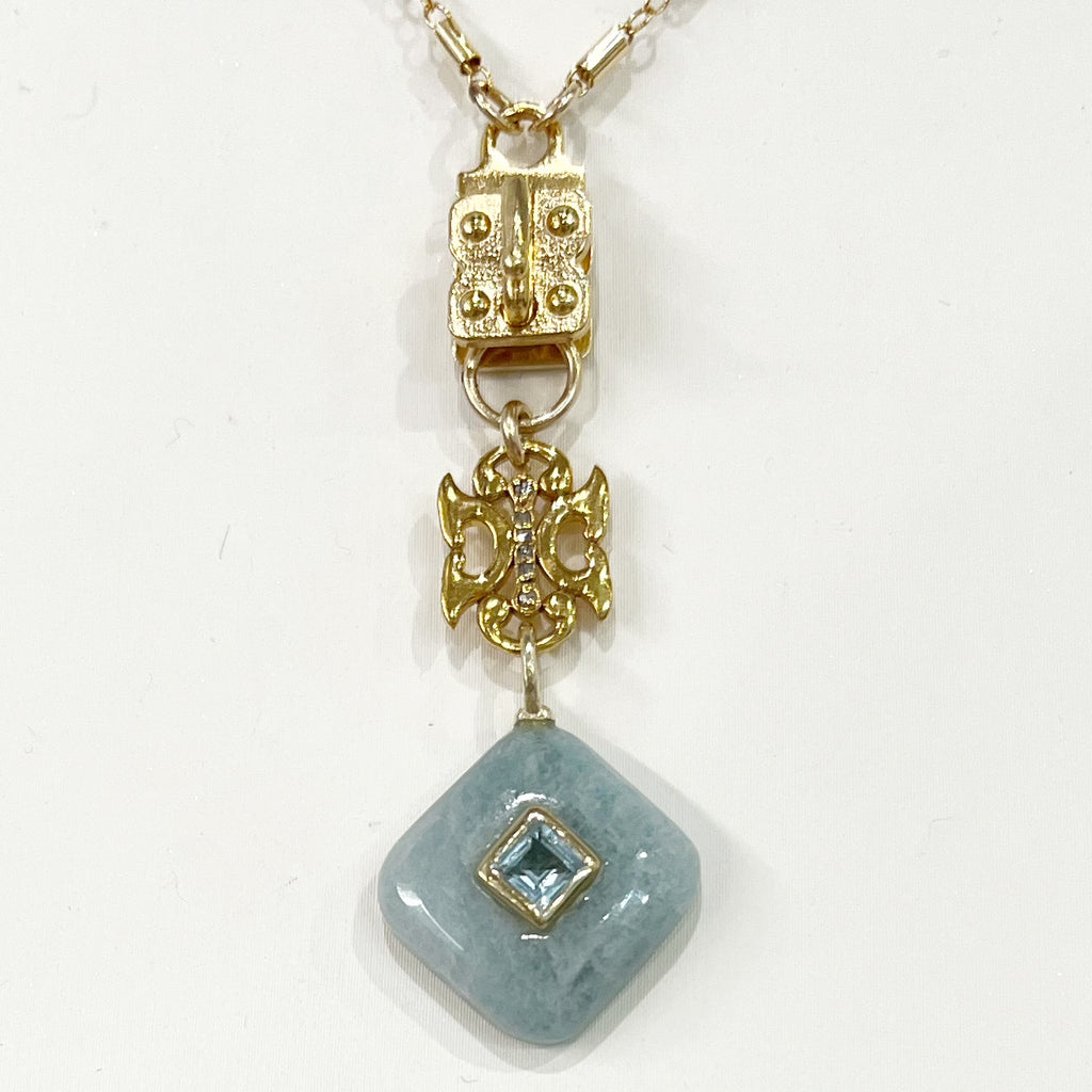 Sennod Vignette - Aquamarine Marquis Stone & Blue Topaz w/Diamond