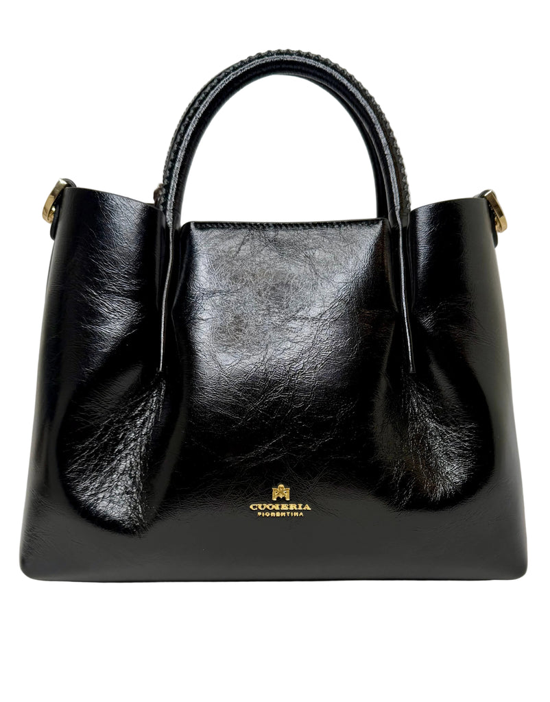 Cuoieria Fiorentina - Candy Small Tote Bag in Vintage Black Leather