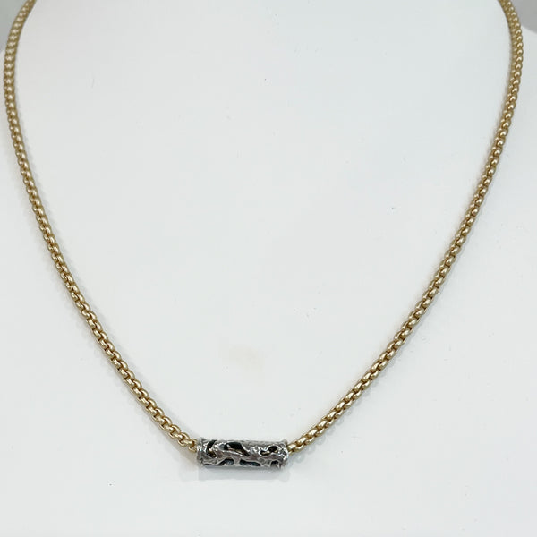 Necklace - Jasmine Mini Gold Box Chain w/Gold Tube