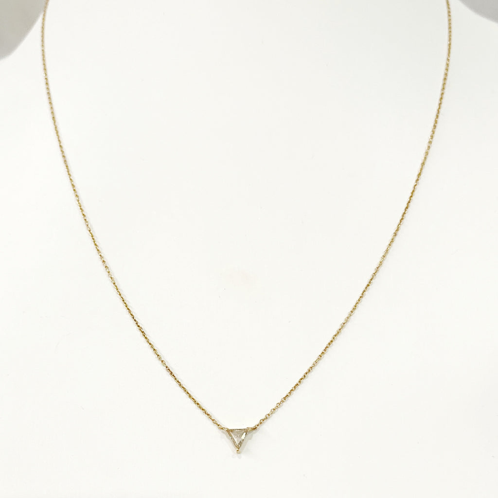 Necklace - Rose Cut Diamond Solitaire Necklace 14K