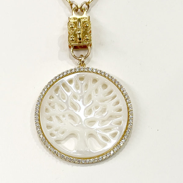 Vignette - Mother of Pearl Tree w/Crystal Surround