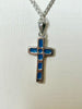 Estate Collection - Silver Blue Enamel Cross on Silver Chain