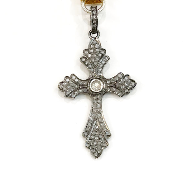 Vignette - Sterling Cross W/Polki Diamond & Diamonds