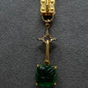 Vignette - Carved Green Quartz w/Pave Cross