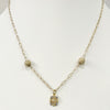 Necklace - White Sapphire Clover Charm on Stardust Paperclip Chain