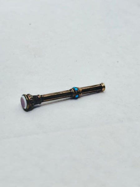 Estate Collection - Pencil Pendant Gold with Blue Stones