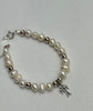 Bracelet - Baby Freshwater Pearl Bracelet w/Sterling Cross