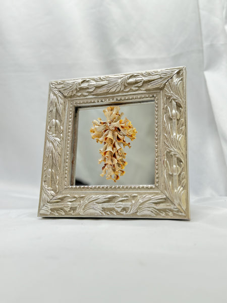 Linda Konstanzer - Handmade Seashell Cross on Ornate Mirrored Frame