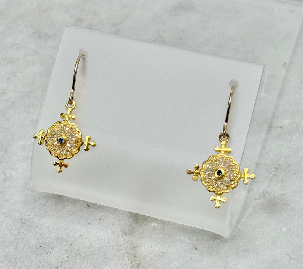 Earrings - Williams Diamond and Sapphire Gold Earrings