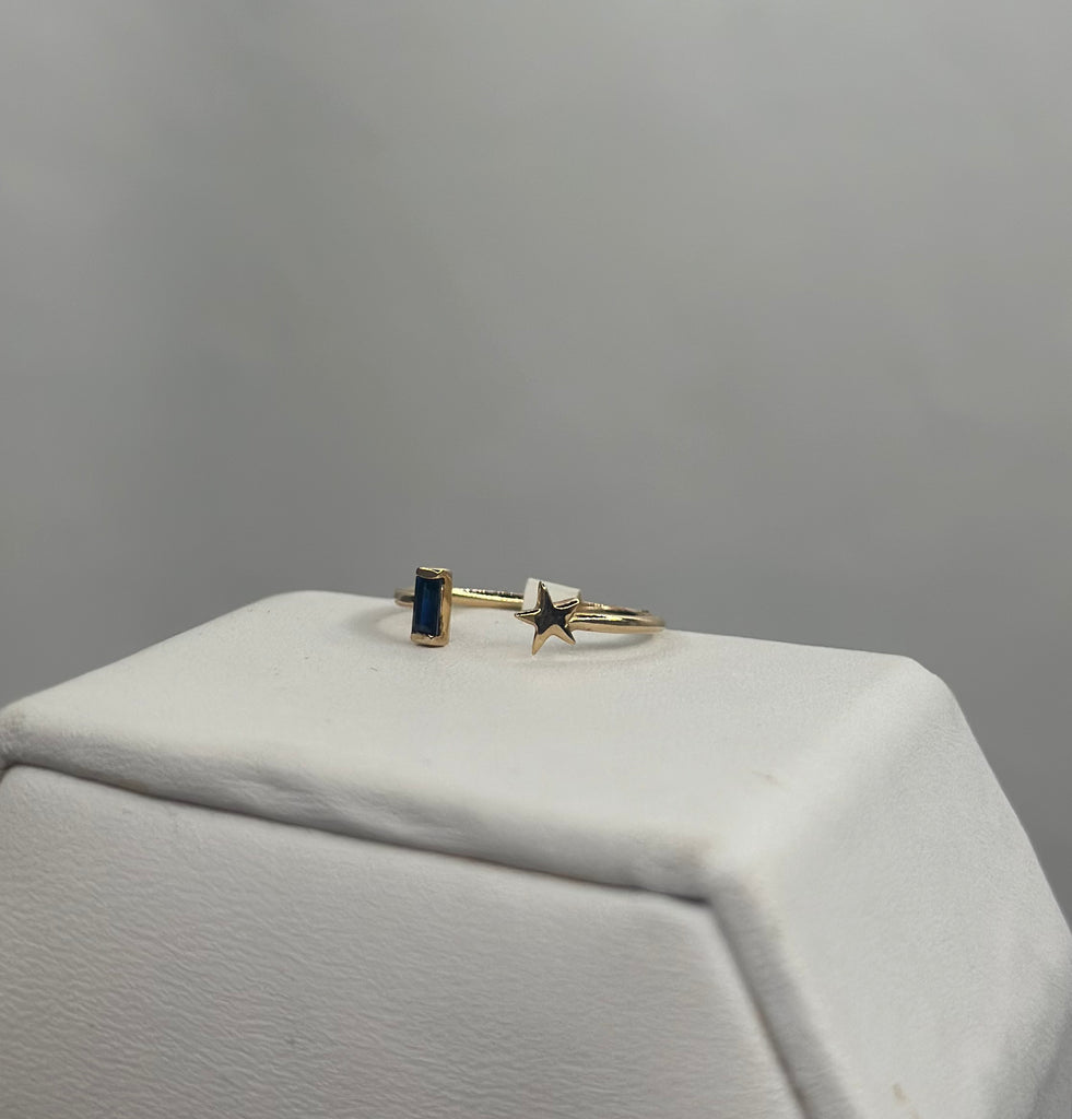 Ring - Blue Sapphire & Star Ring 14KT