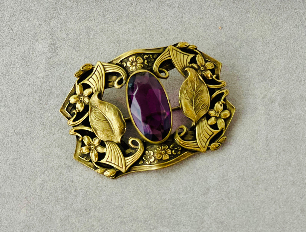 Estate Collection - Art Nouveau Gilt Metal Sash Pin