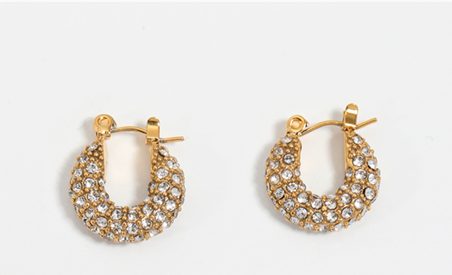 Earrings - Gold Pave Hoop