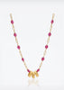 Necklace - Three Gold Rings On Pink Crystals