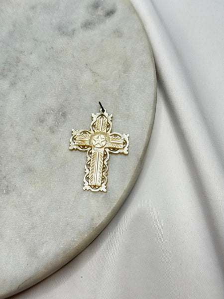 Estate Collection - Hand Carved Antique Shell Cross Pendant
