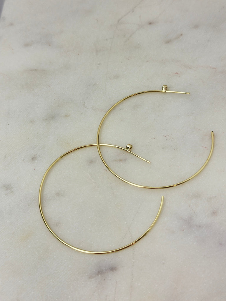 Earrings - Thin Hoop w/CZ Studs
