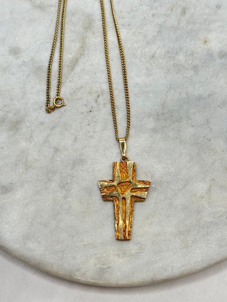 Estate Collection - Necklace - Gold Cross Pendant Necklace