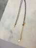 Necklace - Tiny Pave Cross on Lapis & Gold Necklace