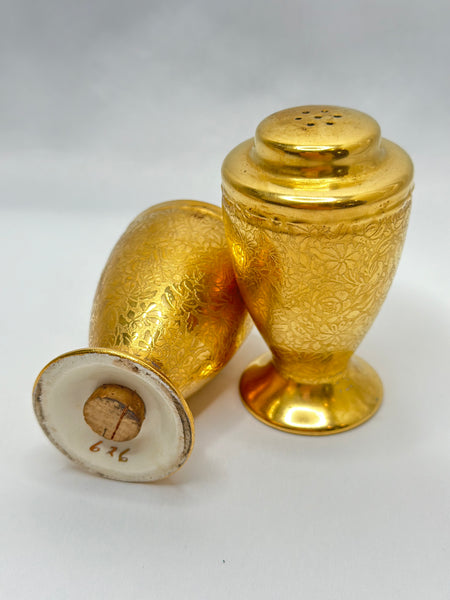 Estate Collection - Gilt Porcelain Salt and Peppers
