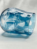 Glasses -  Stemless Wine Fine Blue Egyptian Etched Glass - Set of Two