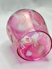 Glasses -  Stemless Wine Fine Pink Egyptian Etched Glass - Set of Two