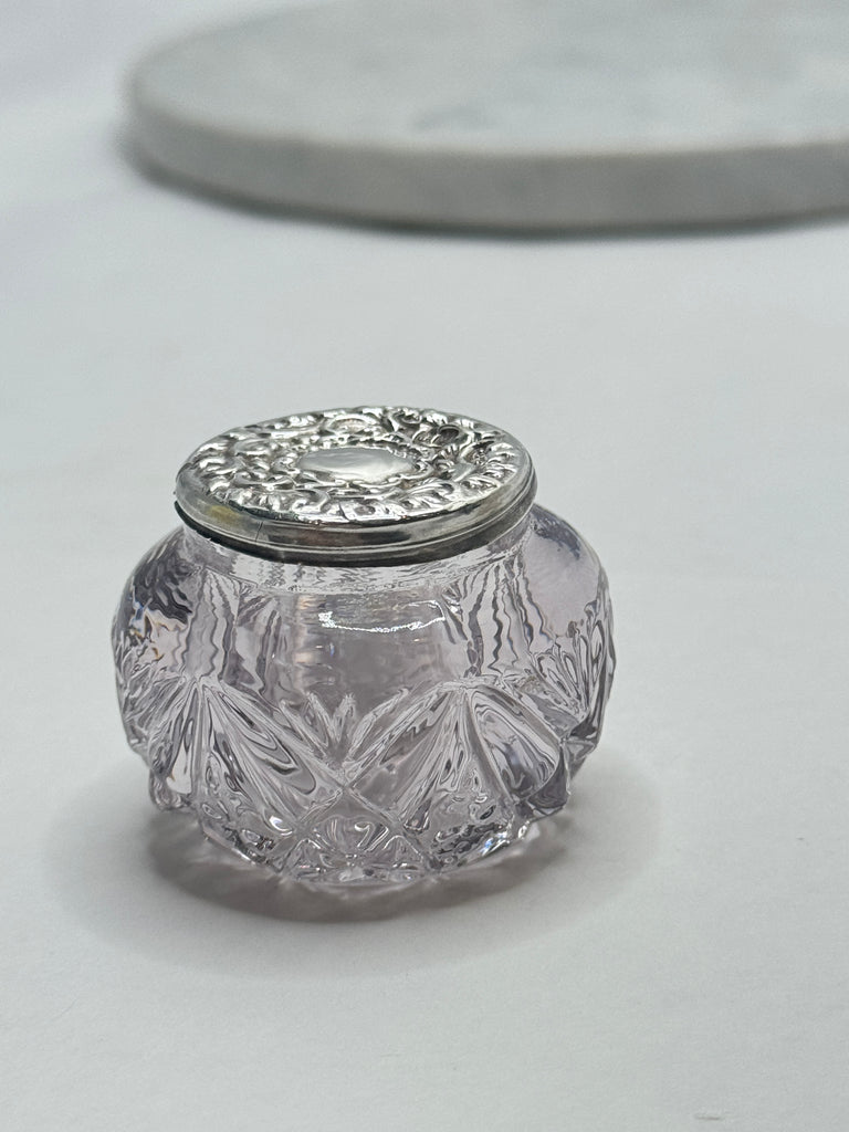 Estate Collection - Silver and Glass Small Dresser Jar