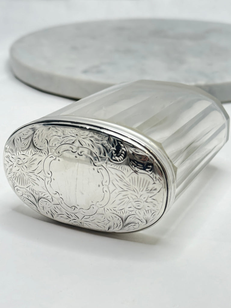 Estate Collection - Sterling and Glass Oval Dresser Jar