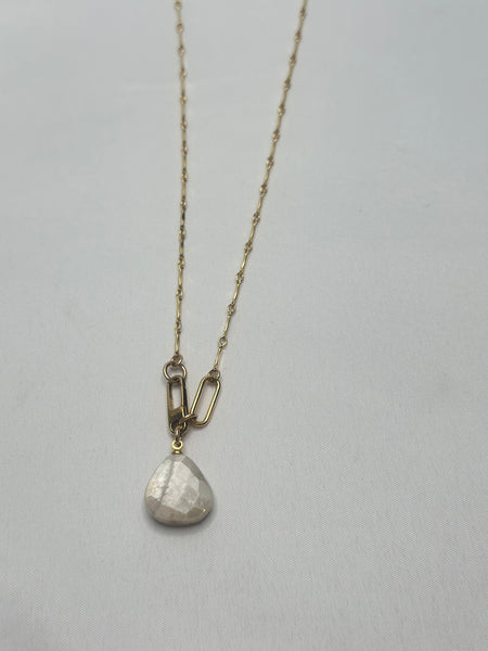 Necklace - Pink Moonstone on Gold Chain