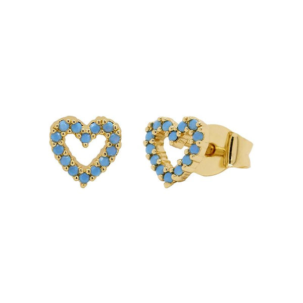 Earrings - Turquoise Pave' Heart Stud Earrings