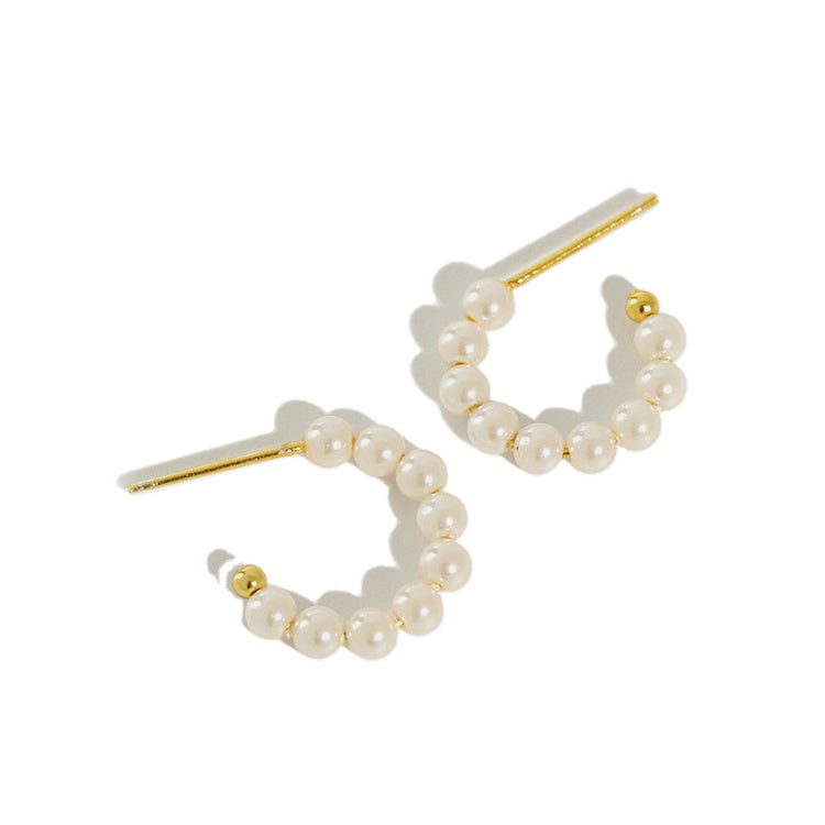 Earrings - Pearl Hoop Studs