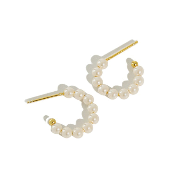 Earrings - Pearl Hoop Studs