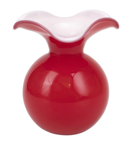 Vietri - Vase - Medium Red Hibiscus Glass Fluted Vase