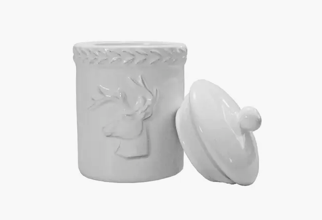 Limited Edition Reindeer Pottery Christmas Candle - Boughs of Holly