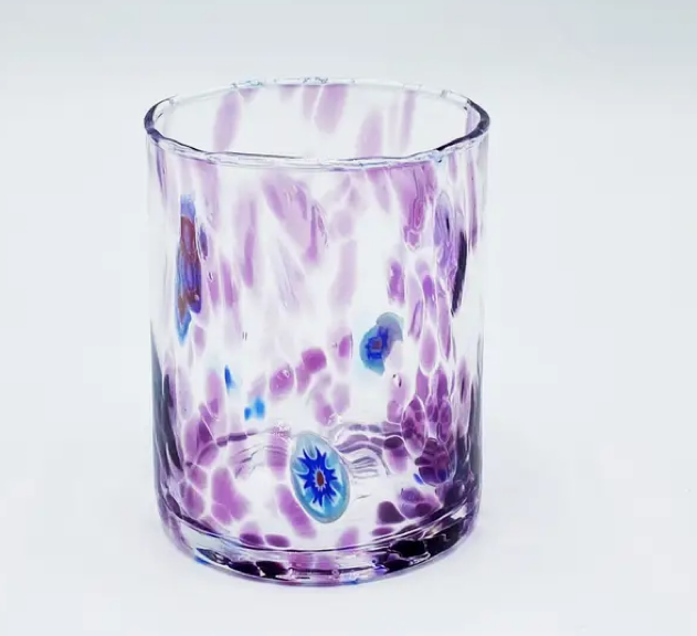 Murano Glass Tumblers With Crystal Bottom Several Colors to Choose From