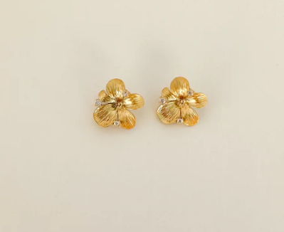 Earrings - Small Glitzy Flower Studs