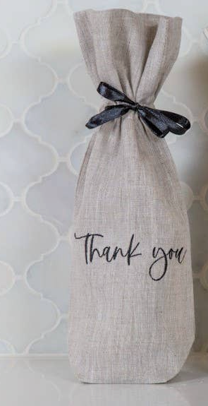 Thank You Linen Wine Bag