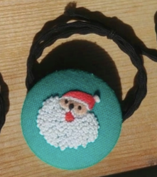 Santa Claus Embroidered Button Hair Tie Christmas Collection