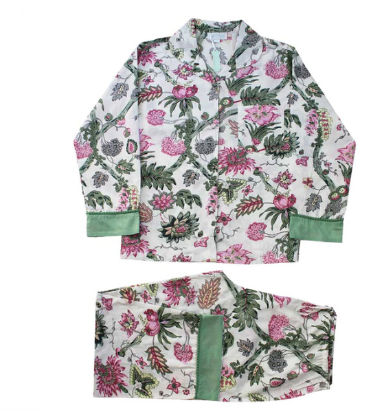 Pajamas - Women's Pink Chintz Cotton Pajamas